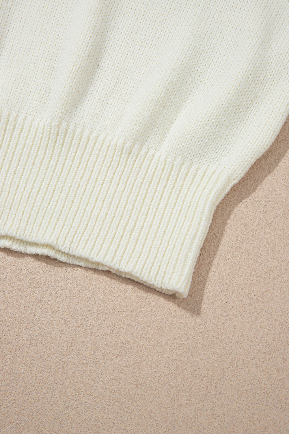 White Flower Round Neck Textured Puff Sleeve Sweater Dear-Lover Dropshipping